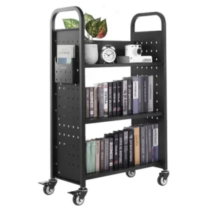 veerev raamatukäru 150 kg kandevõime – Veerev raamatukäru (150 kg kandevõime, 77 x 38 x 122 cm, lukustatavad rattad)