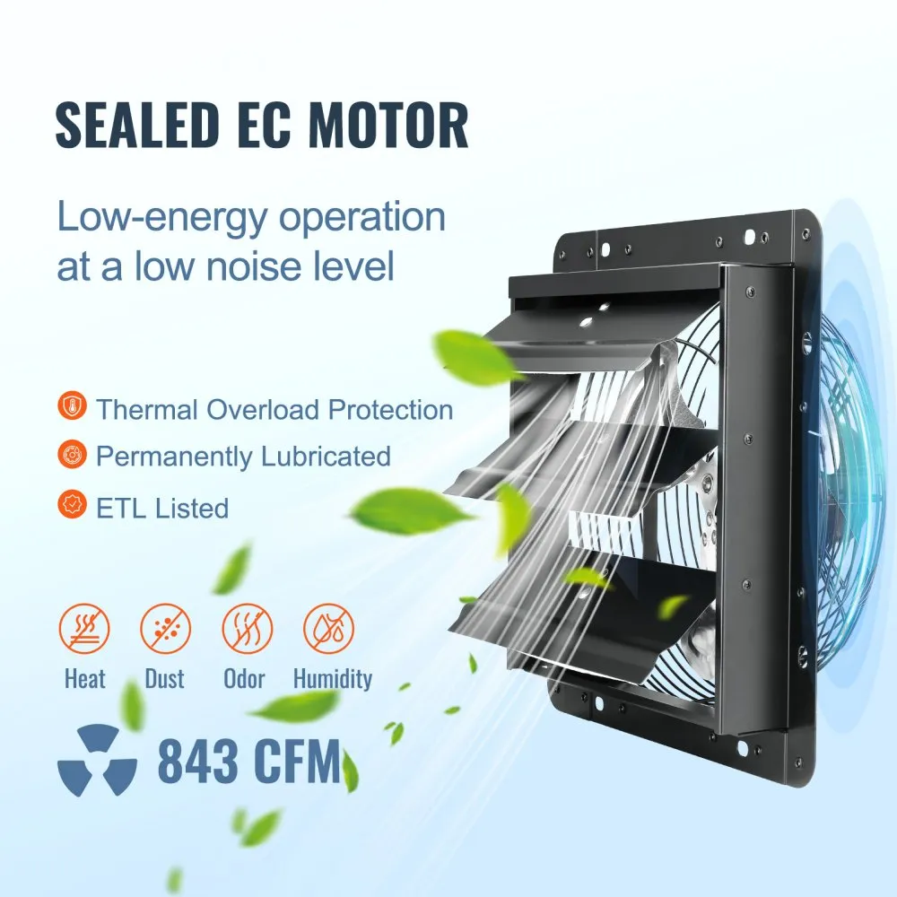 Ventilatsiooniventilaator Temperatuuri Niiskuse Kontrolleriga 254mm 843m³/h – toote pilt 3