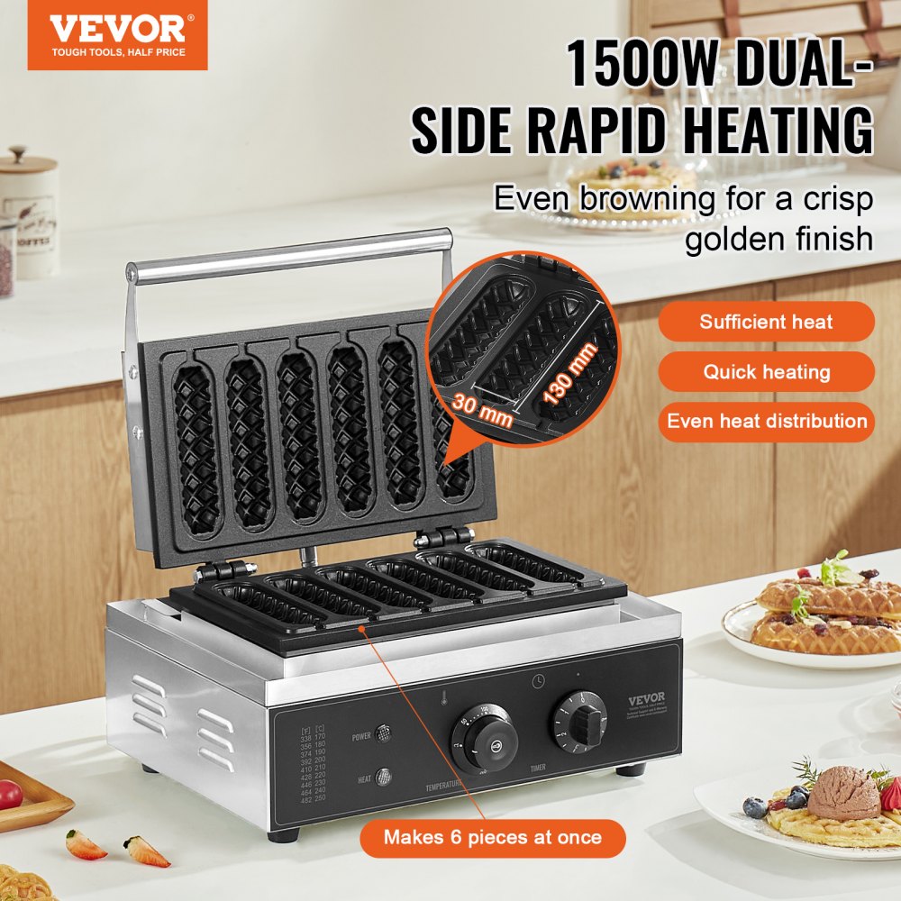 Waflivarda Valmistaja (1500 W, 6 Tk, Roostevaba Teras) – toote pilt 1