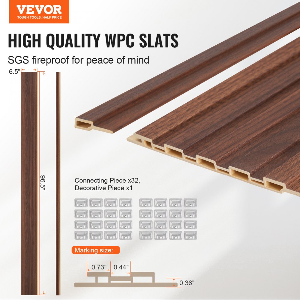 WPC Akustilised Paneelid (8 Tk, 244 x 15 Cm, Tume Tiikpuu) – toote pilt 1