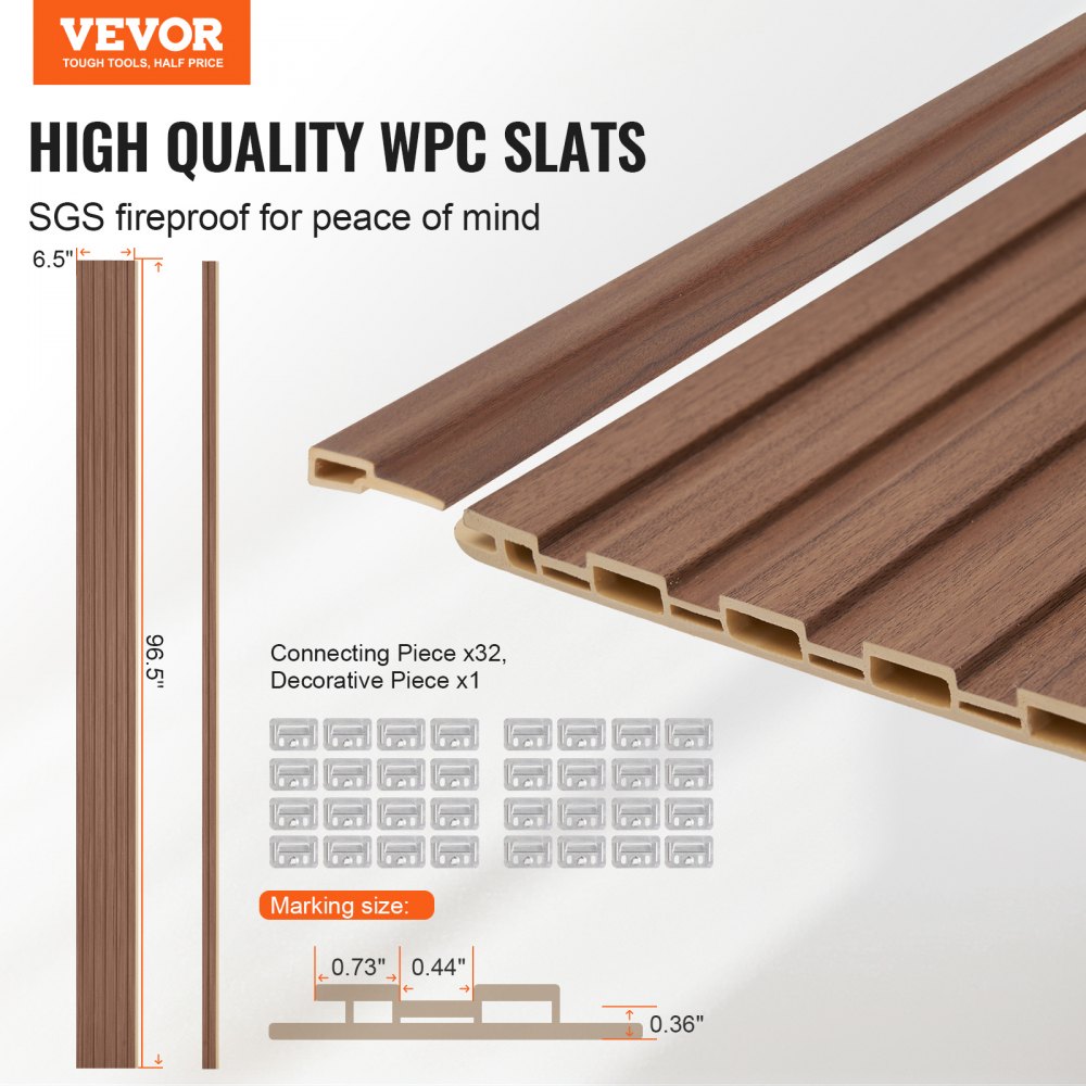 WPC Akustilised Seinapaneelid (8 Tk, 244×15 Cm, Hall Tamm) – toote pilt 1